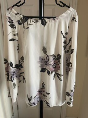 Dynamite Cream Blouse with Purple Floral Print
